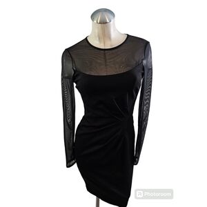 Cache Size 4 Black Cocktail Dress Mesh Top and Sleeves